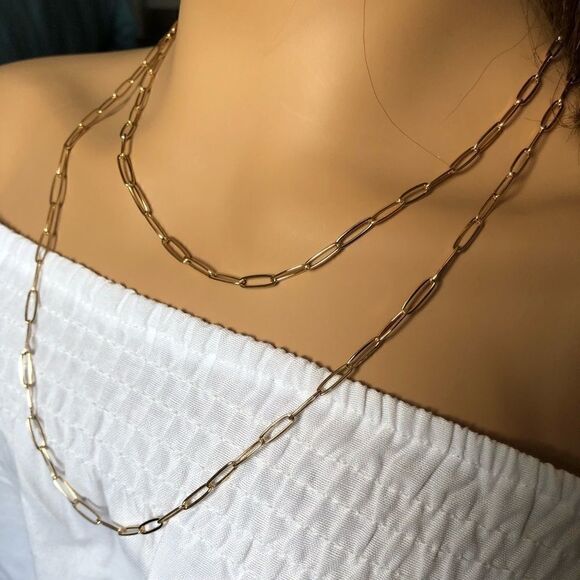 #42 - 20” 14k gold plated paperclip chain necklace - Picture 4 of 4